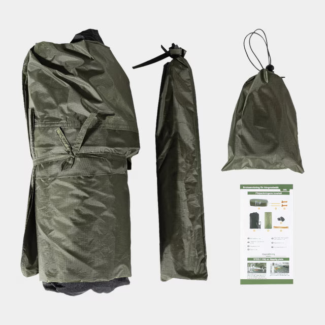 Camping hammock with mosquito net - green